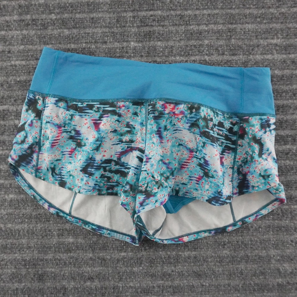 Lululemon Speed Up Shorts Women 4 Blue Multi Print Athletic Running